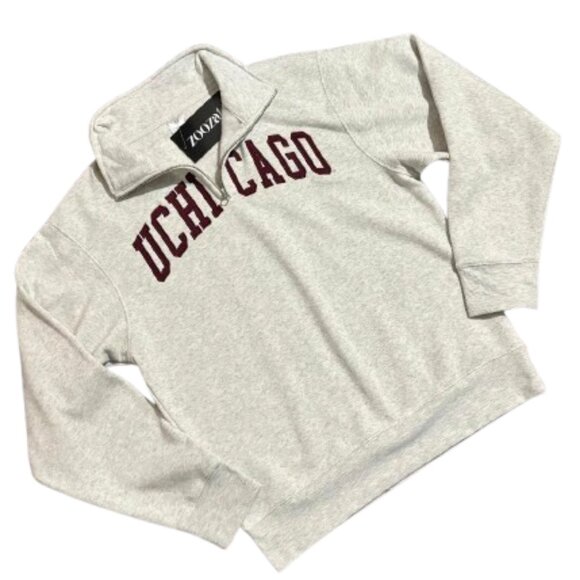 ZooZatz Officially Licensed NCAA Tops - NWT ZooZatz NCAA U of Chicago Womans Oatmeal/Maroon 1/4 Zip Sweatshirt SZ M